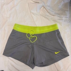 Nike Women's Dri Fit Shorts athletic or running Gray and Neon Green size small